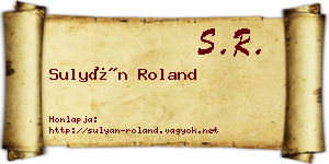 Sulyán Roland névjegykártya